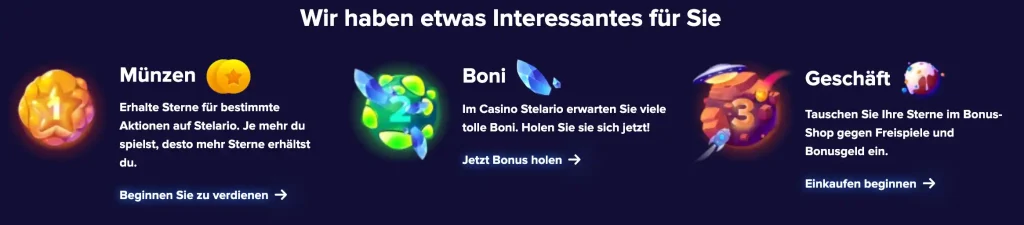 Stelario Casino Bonus und Freispiele